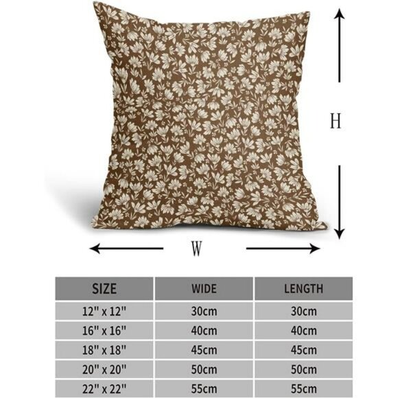 Brown Beige Daisy Floral Pillow Covers 20x20 Set of 2 Cotton Linen Farmhouse Dec - Picture 3 of 8